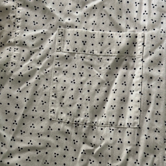 Madewell White Button Up Shirt with Navy Dots Size Medium - Picture 4 of 11